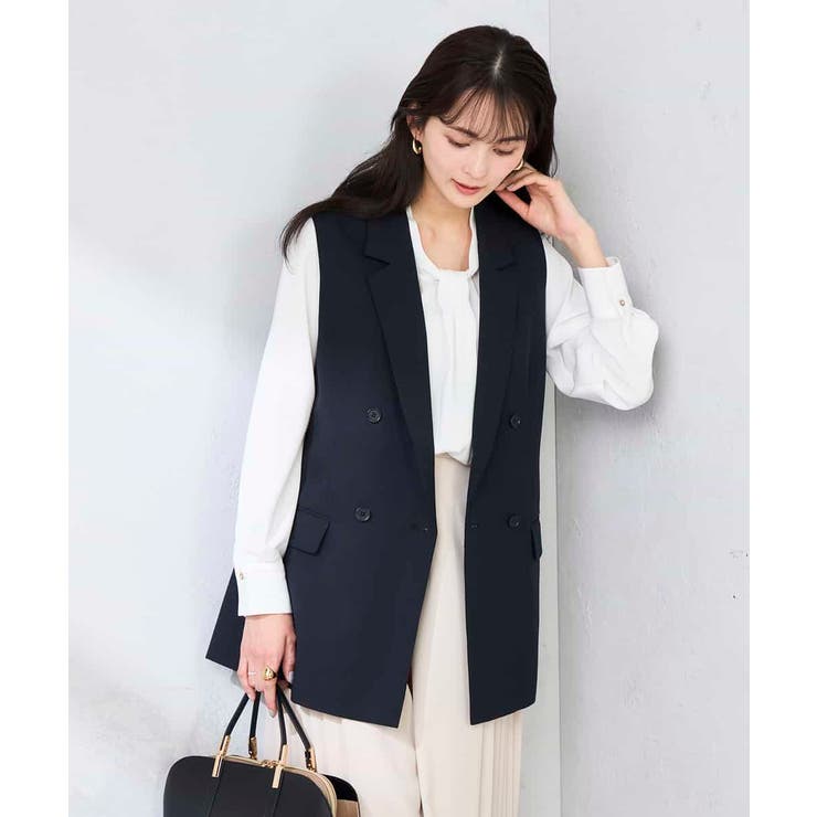 【洗える/UVカット】リネンライクストレッチダブルジレジャケット | a.v.v【WOMEN】 | 詳細画像4 