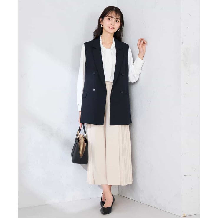 【洗える/UVカット】リネンライクストレッチダブルジレジャケット | a.v.v【WOMEN】 | 詳細画像5 