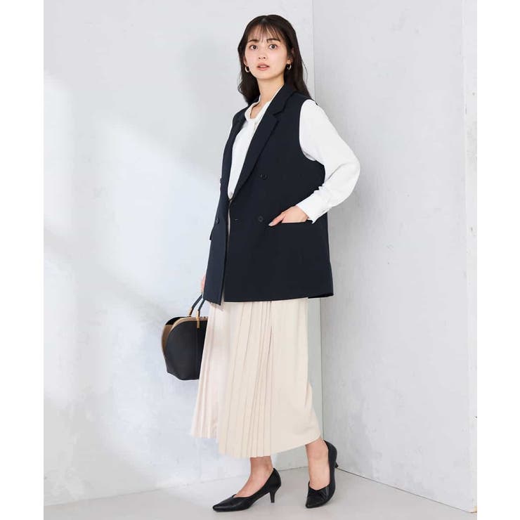 【洗える/UVカット】リネンライクストレッチダブルジレジャケット | a.v.v【WOMEN】 | 詳細画像7 