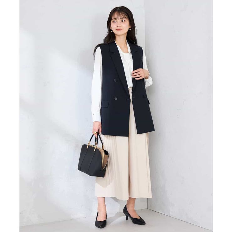 【洗える/UVカット】リネンライクストレッチダブルジレジャケット | a.v.v【WOMEN】 | 詳細画像8 