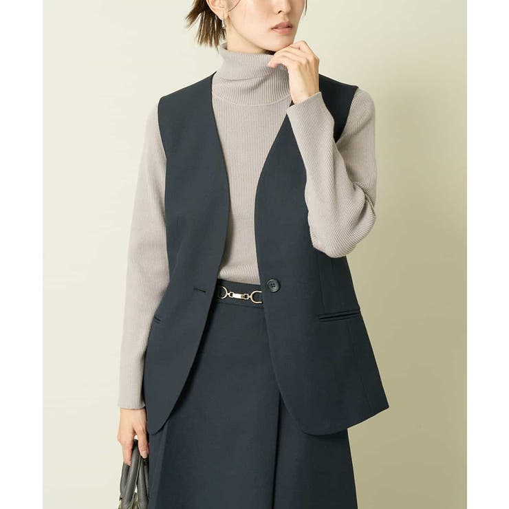 ネイビー | ツイード調ペプラムジレ | a.v.v【WOMEN】