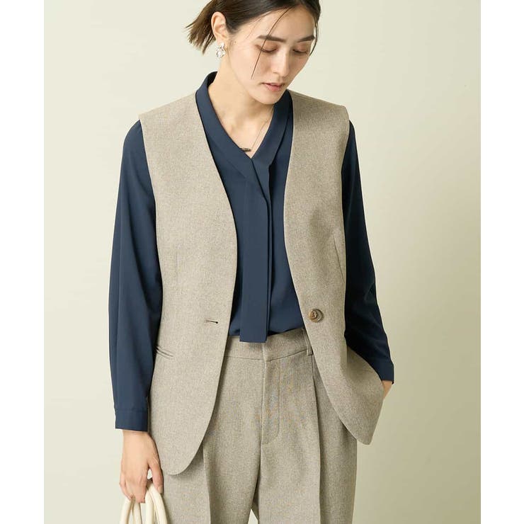 ベージュ | ツイード調ペプラムジレ | a.v.v【WOMEN】