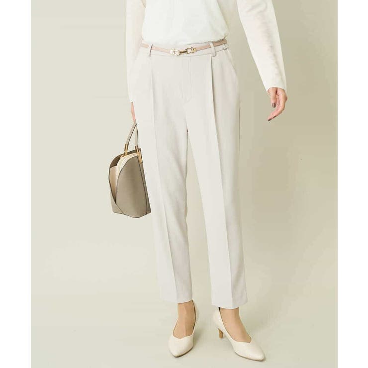 グレージュ | 【洗える イージーケア】サテンストレッチスリムテーパードパンツ【セットアップ対応… | a.v.v【WOMEN】