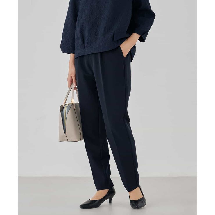 ネイビー | 【洗える/ストレッチ/セットアップ対応】ダブルクロステーパードパンツ | a.v.v【WOMEN】
