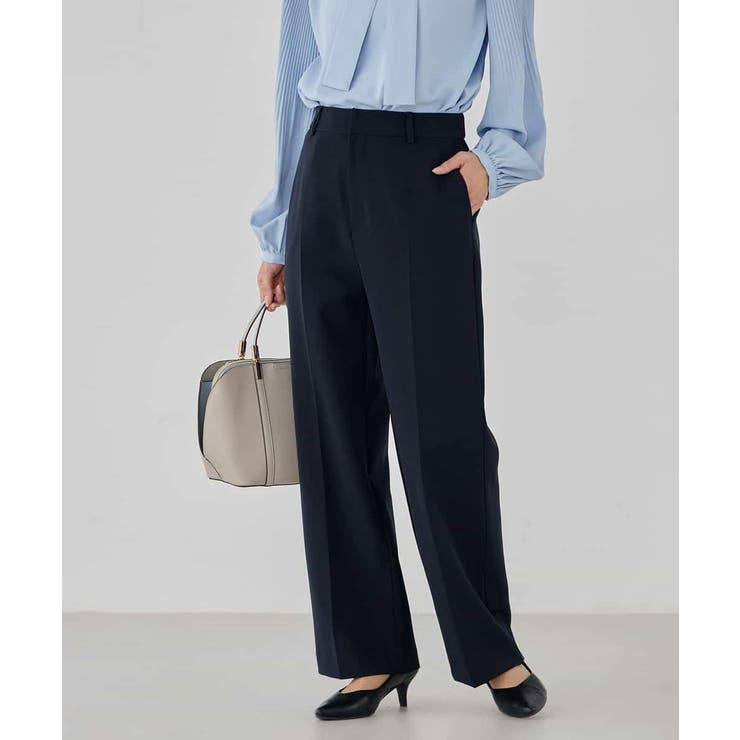 ネイビー | 【洗える/ストレッチ/セットアップ対応】ダブルクロスストレートパンツ | a.v.v【WOMEN】