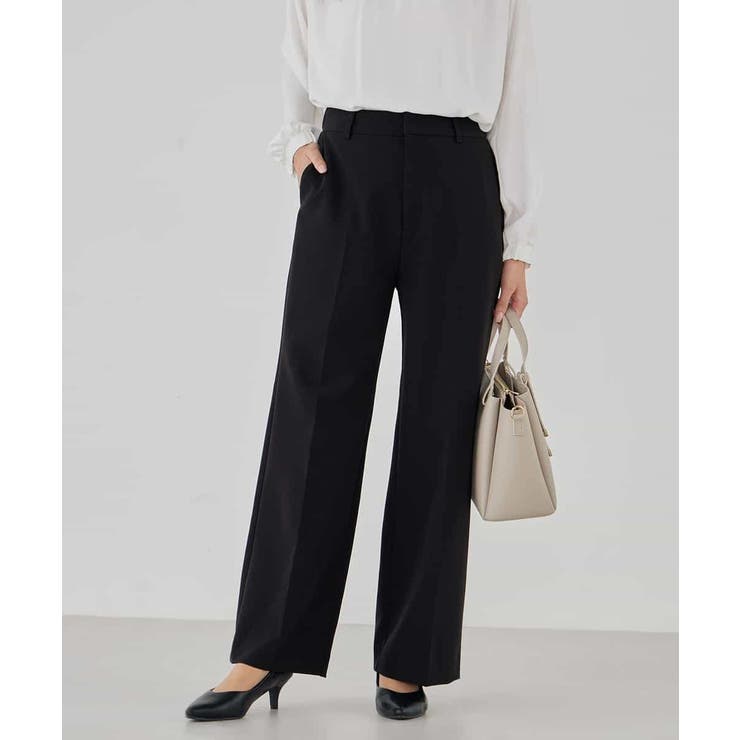 ブラック | 【洗える/ストレッチ/セットアップ対応】ダブルクロスストレートパンツ | a.v.v【WOMEN】