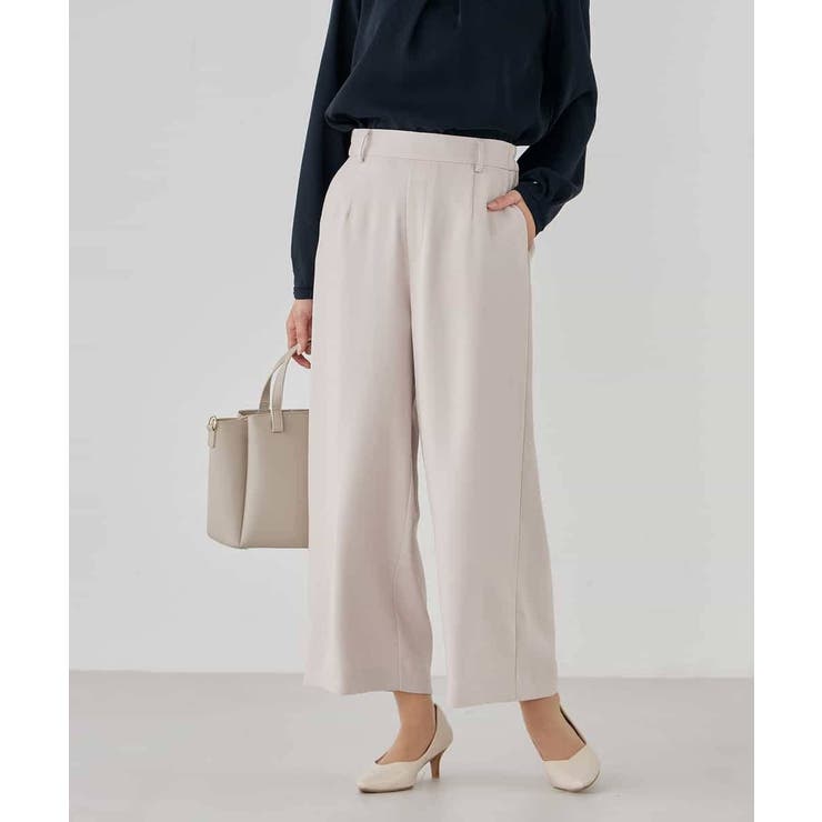 グレージュ | サテンワイドクロップドパンツ【洗える/速乾/毛玉になりにくい/イージーケア】 | a.v.v【WOMEN】