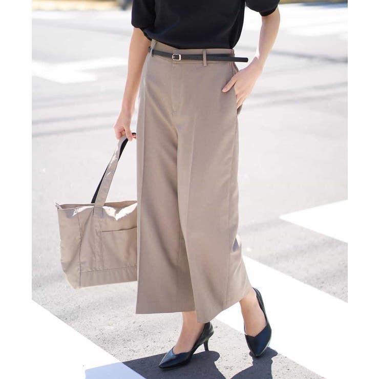 ベージュ | 【洗える UVカット 接触冷感】オックスストレッチクロップドワイドパンツ【Ref… | a.v.v【WOMEN】