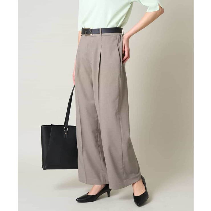 ベージュ | 【洗える/UVカット/接触冷感】オックスストレッチワイドパンツ【Reflax】 | a.v.v【WOMEN】