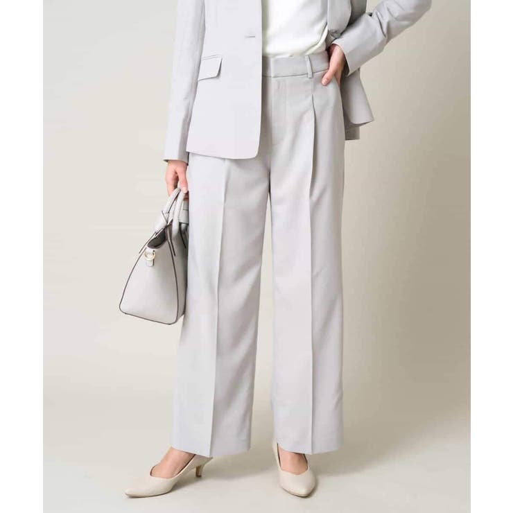 ライトグレー | 【洗える/UVカット/接触冷感】オックスストレッチワイドパンツ【Reflax】 | a.v.v【WOMEN】