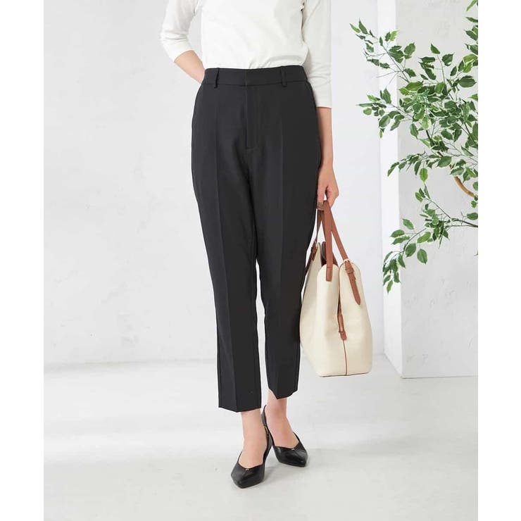 ブラック | 【洗える/イージーケア/吸水速乾/ストレッチ】梳毛調テーパードパンツ | a.v.v【WOMEN】