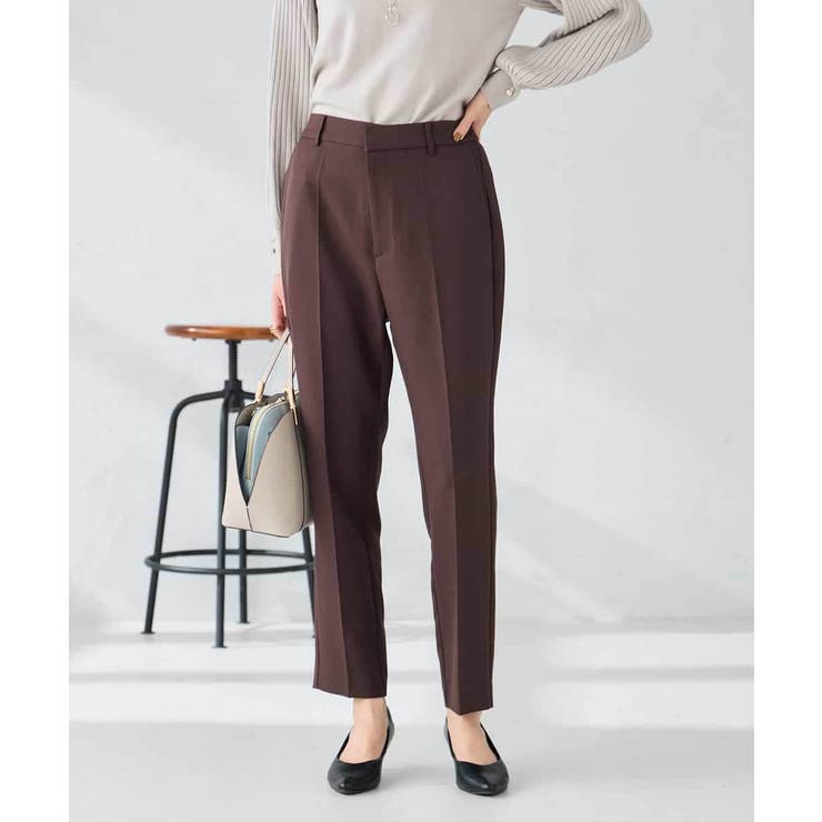 ブラウン | 【洗える/イージーケア/ストレッチ】パウダーツイルテーパードパンツ | a.v.v【WOMEN】