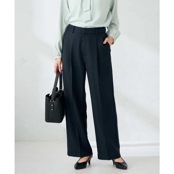 【洗える/イージーケア/ストレッチ】パウダーツイルワイドストレートパンツ | a.v.v【WOMEN】 | 詳細画像2 