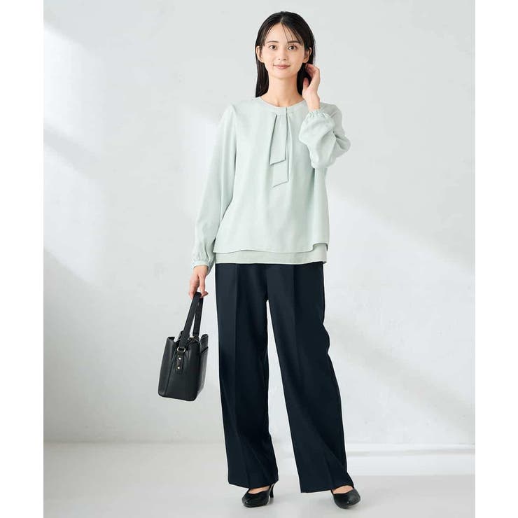 【洗える/イージーケア/ストレッチ】パウダーツイルワイドストレートパンツ | a.v.v【WOMEN】 | 詳細画像7 