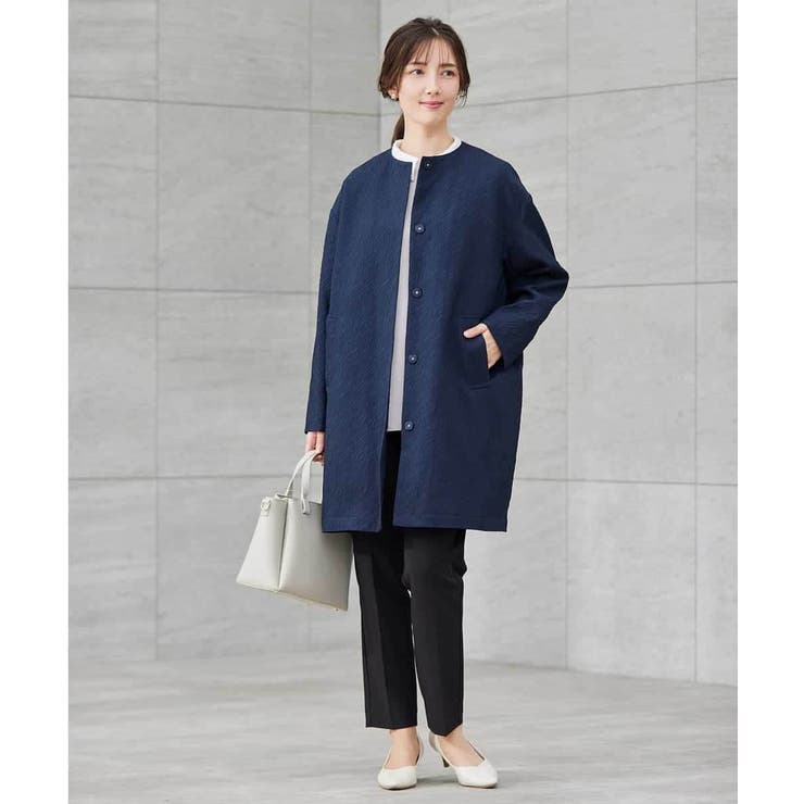 ジャガードノーカラーコート | a.v.v【WOMEN】 | 詳細画像1 