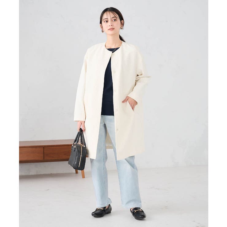 ジャガードノーカラーコート | a.v.v【WOMEN】 | 詳細画像10 