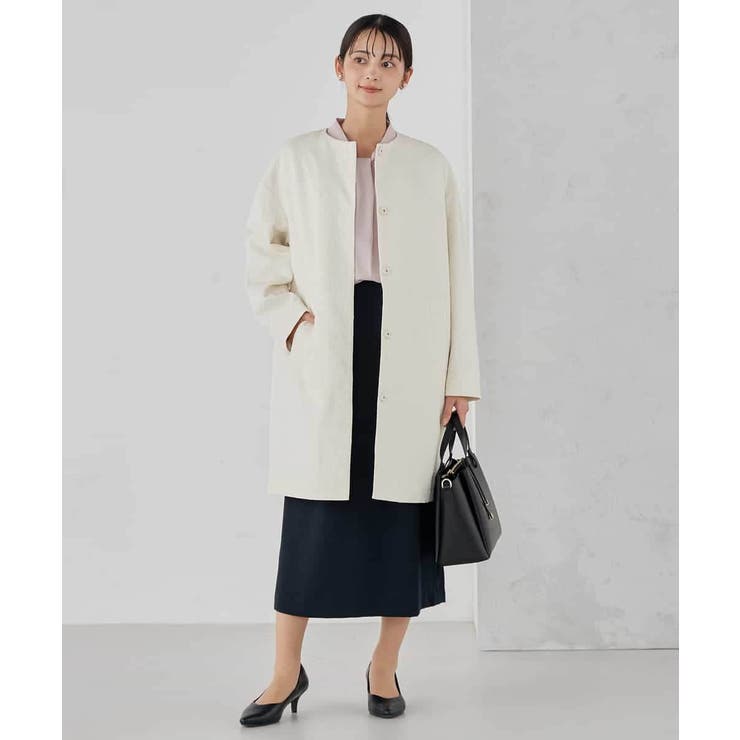 アイボリー | ジャガードノーカラーコート | a.v.v【WOMEN】