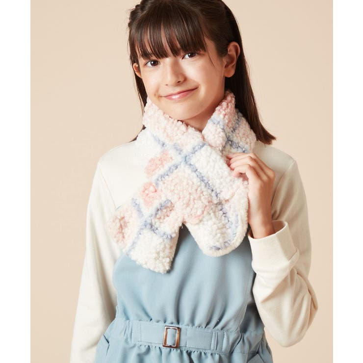 ピンク | [KIDS]【リバーシブル】チェックボアマフラー | a.v.v【KIDS】