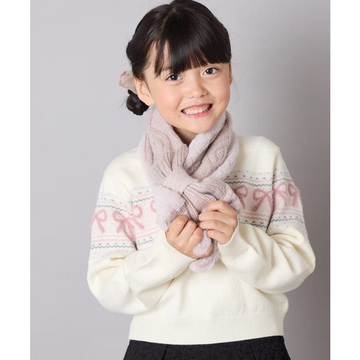 [KIDS]【リバーシブル/差し込み型で安心】リボンスヌード | a.v.v【KIDS】 | 詳細画像1 