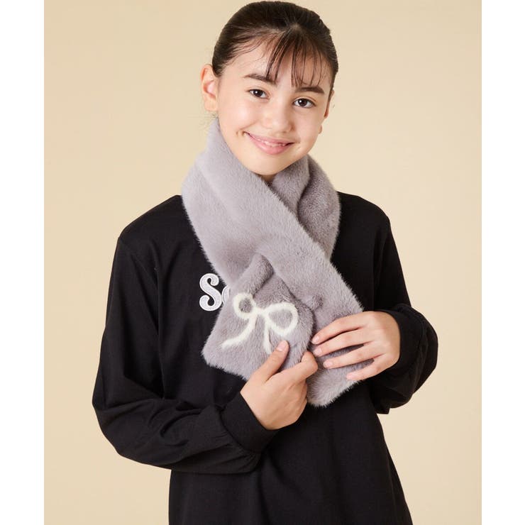 [KIDS]【差し込み型で安心・楽ちんあったか】リボンファーマフラー | a.v.v【KIDS】 | 詳細画像11 