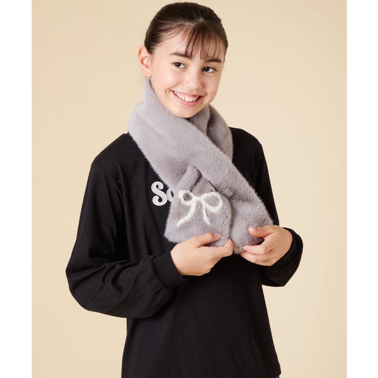 [KIDS]【差し込み型で安心・楽ちんあったか】リボンファーマフラー | a.v.v【KIDS】 | 詳細画像12 