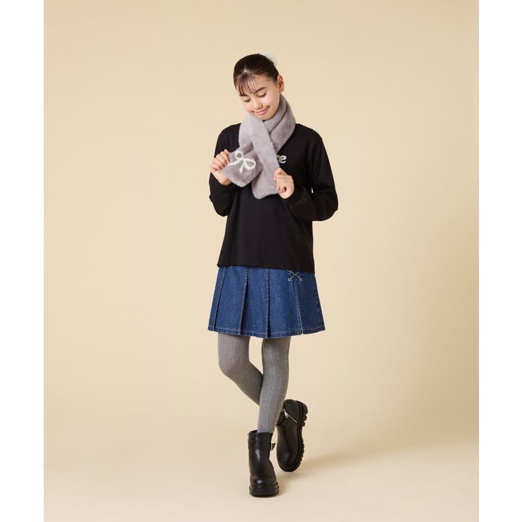 [KIDS]【差し込み型で安心・楽ちんあったか】リボンファーマフラー | a.v.v【KIDS】 | 詳細画像13 