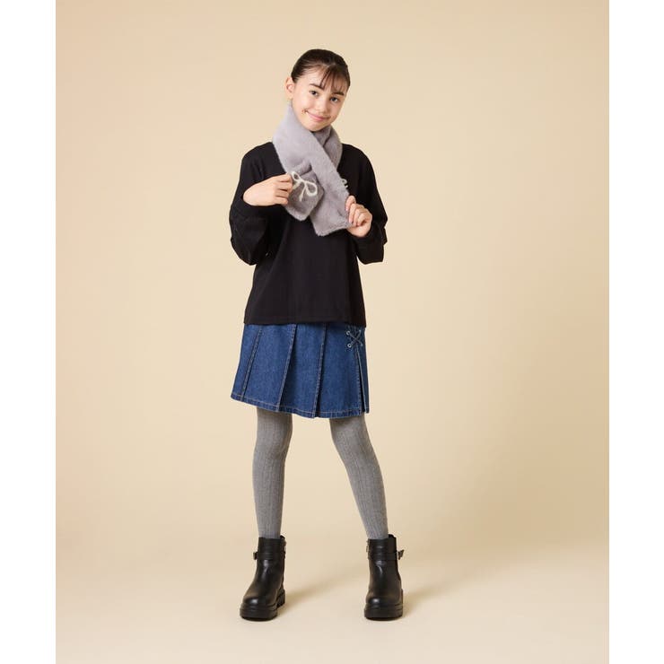 [KIDS]【差し込み型で安心・楽ちんあったか】リボンファーマフラー | a.v.v【KIDS】 | 詳細画像14 