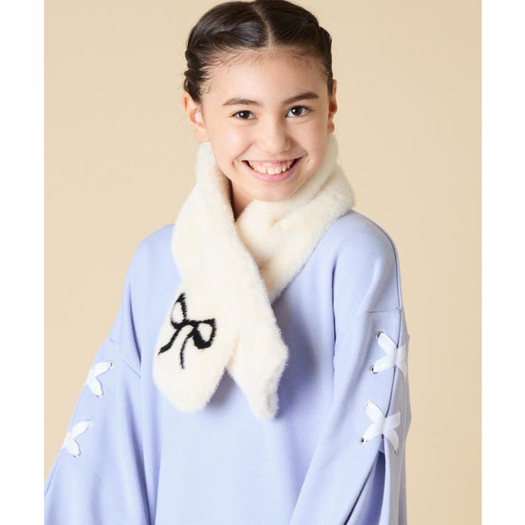 [KIDS]【差し込み型で安心・楽ちんあったか】リボンファーマフラー | a.v.v【KIDS】 | 詳細画像5 