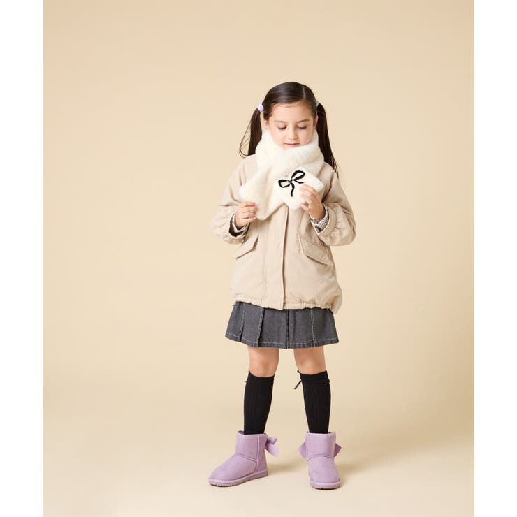 [KIDS]【差し込み型で安心・楽ちんあったか】リボンファーマフラー | a.v.v【KIDS】 | 詳細画像6 