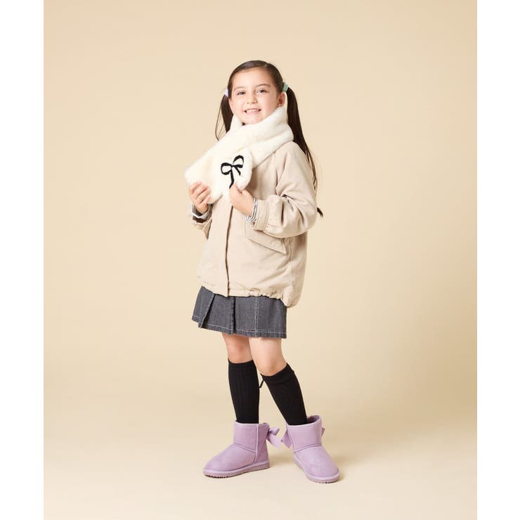 [KIDS]【差し込み型で安心・楽ちんあったか】リボンファーマフラー | a.v.v【KIDS】 | 詳細画像8 