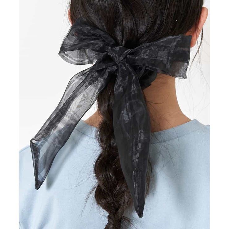 ブラック | [KIDS]シアーチェックビッグリボンシュシュ | a.v.v【KIDS】