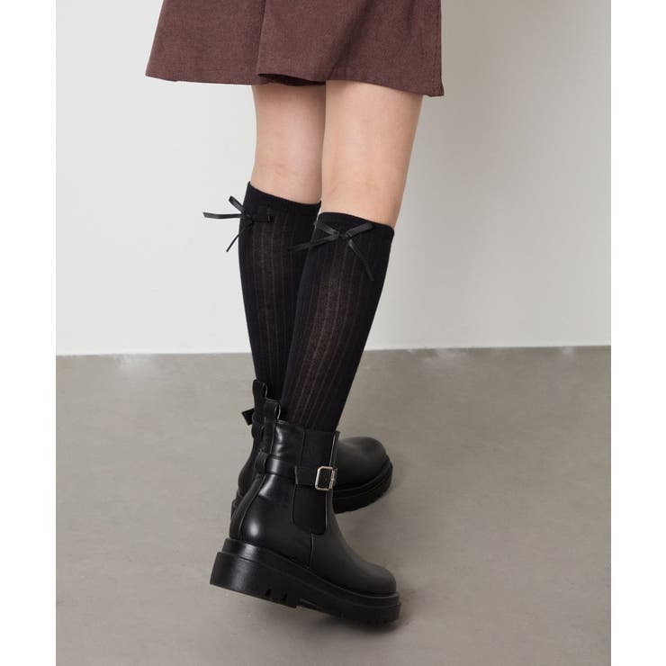 ブラック | [KIDS]リボンハイソックス | a.v.v【KIDS】