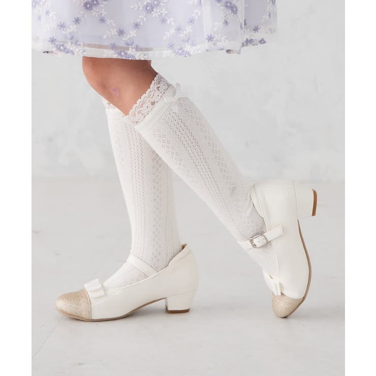 [16-18cm/19-21cm]【セレモニー】フリルリボンハイソックス | a.v.v【KIDS】 | 詳細画像1 