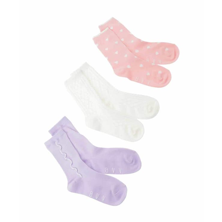 ピンク | 【19-21/22-24cm】【3点セット】アソートソックス | a.v.v【KIDS】