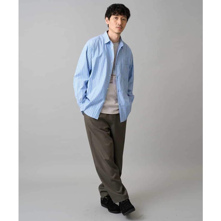 【洗濯機で洗える/毛玉になりにくい】ワイドストレッチストライプシャツ | a.v.v【MEN】 | 詳細画像10 