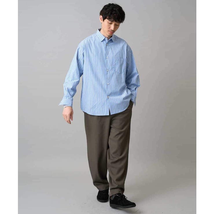 【洗濯機で洗える/毛玉になりにくい】ワイドストレッチストライプシャツ | a.v.v【MEN】 | 詳細画像15 