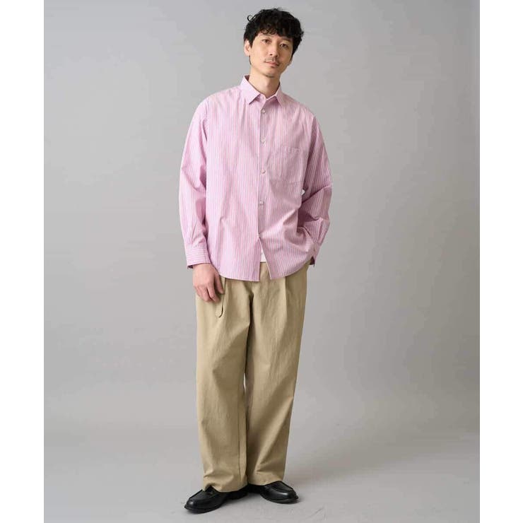 【洗濯機で洗える/毛玉になりにくい】ワイドストレッチストライプシャツ | a.v.v【MEN】 | 詳細画像2 