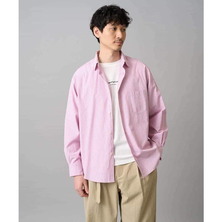 【洗濯機で洗える/毛玉になりにくい】ワイドストレッチストライプシャツ | a.v.v【MEN】 | 詳細画像20 