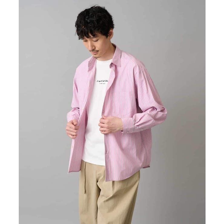 【洗濯機で洗える/毛玉になりにくい】ワイドストレッチストライプシャツ | a.v.v【MEN】 | 詳細画像22 