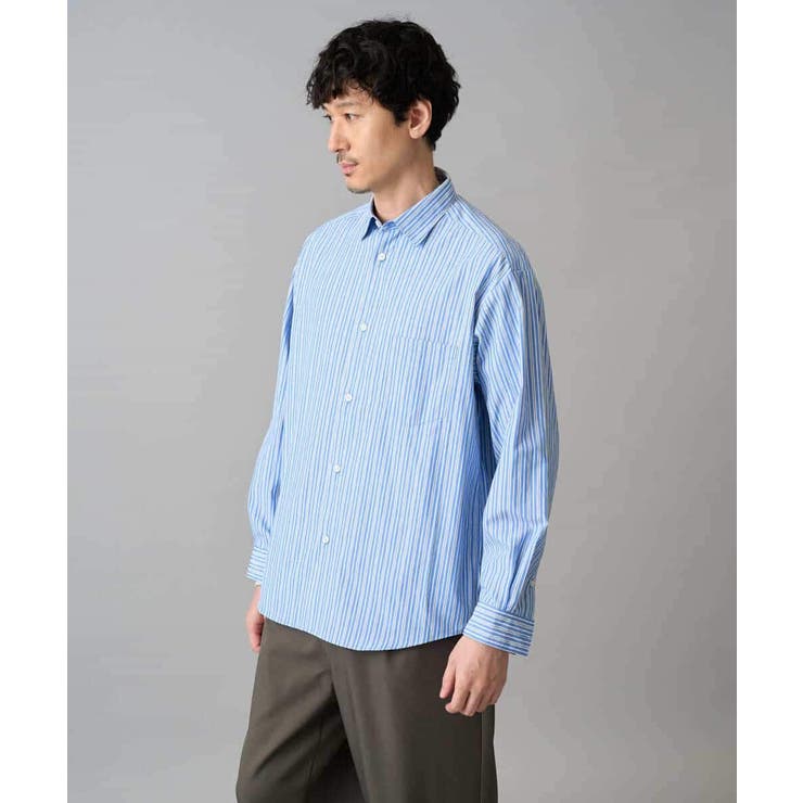 【洗濯機で洗える/毛玉になりにくい】ワイドストレッチストライプシャツ | a.v.v【MEN】 | 詳細画像25 