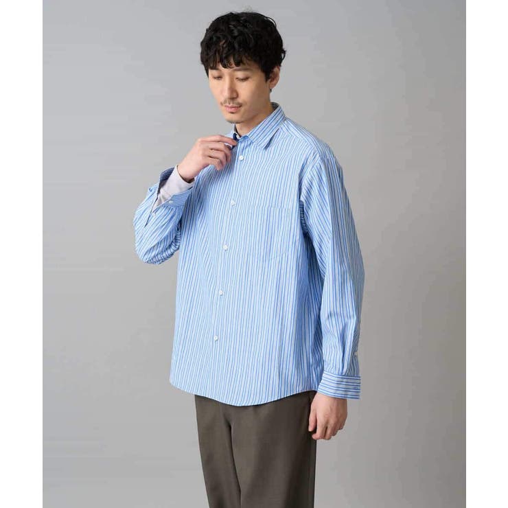 【洗濯機で洗える/毛玉になりにくい】ワイドストレッチストライプシャツ | a.v.v【MEN】 | 詳細画像26 
