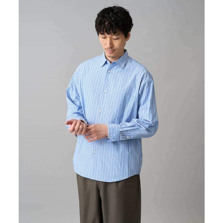 【洗濯機で洗える/毛玉になりにくい】ワイドストレッチストライプシャツ | a.v.v【MEN】 | 詳細画像27 