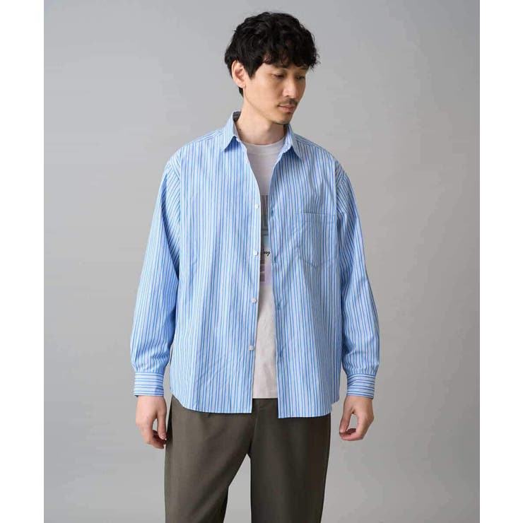 【洗濯機で洗える/毛玉になりにくい】ワイドストレッチストライプシャツ | a.v.v【MEN】 | 詳細画像28 