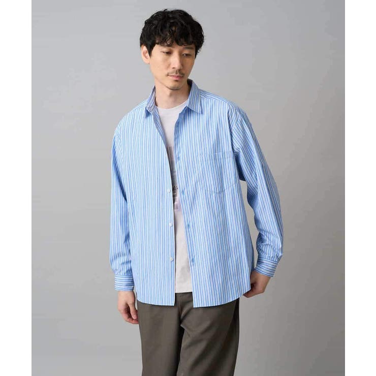 【洗濯機で洗える/毛玉になりにくい】ワイドストレッチストライプシャツ | a.v.v【MEN】 | 詳細画像29 