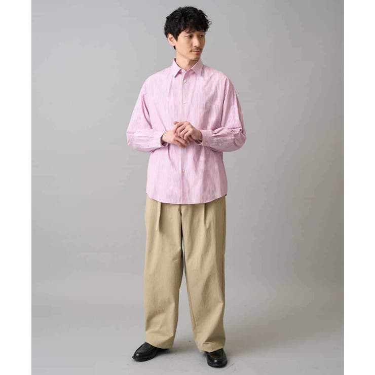 【洗濯機で洗える/毛玉になりにくい】ワイドストレッチストライプシャツ | a.v.v【MEN】 | 詳細画像3 