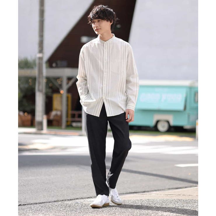 ストライプバンドカラーシャツ[品番：ITKW0015866]｜a.v.v【MEN】（アーヴェヴェ）のメンズファッション通販｜SHOPLIST（ショップリスト）