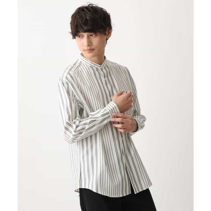 ストライプバンドカラーシャツ [品番：ITKW0015866]｜a.v.v【MEN】（アーヴェヴェ）のメンズファッション通販｜SHOPLIST（ショップリスト）