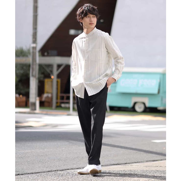 ストライプバンドカラーシャツ[品番：ITKW0015866]｜a.v.v【MEN】（アーヴェヴェ）のメンズ ファッション通販｜SHOPLIST（ショップリスト）