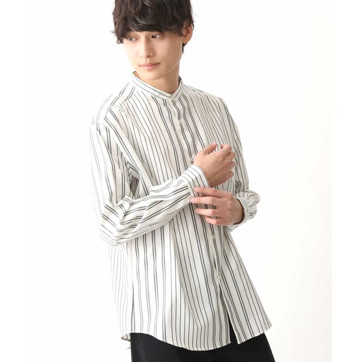 ストライプバンドカラーシャツ [品番：ITKW0015866]｜a.v.v【MEN】（アーヴェヴェ）のメンズファッション通販｜SHOPLIST（ショップリスト）