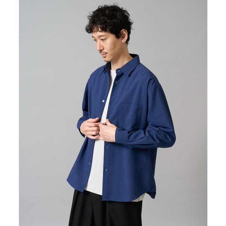 ダークブルー | 【接触冷感/イージーケア】ワイドシルエットシャツ【春リライト2】 | a.v.v【MEN】